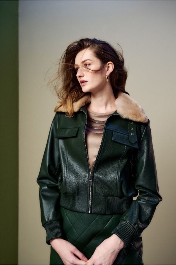 翻領皮外套夾克