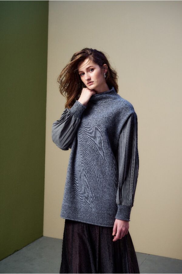 Oversized拼接毛衣